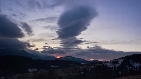 Sunset with epic changing colored clouds , timelapse 30fps Stock Footage 146046968