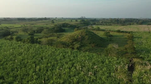 Sunset Epic Drone Clip, Olmec Site of Tres Zapotes, Veracruz, Mexico, 1300BC, 4K Stock Footage 296347731