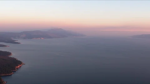 Sunset epic scenery of last light over the sea and islands Stock Footage 100128729