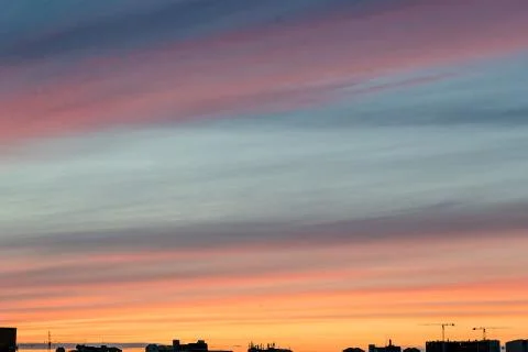 Sunset in the evening, Beautiful sky with clouds at Bangkok city Thailand Stock Photos