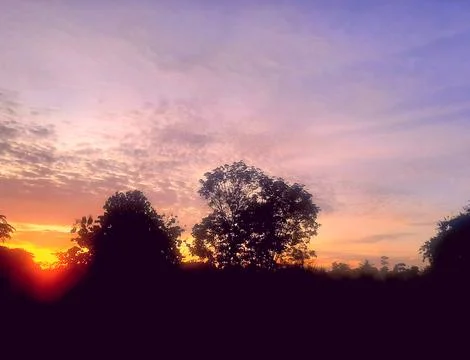 Sunset in the evening (Beautiful View) Stock Photos