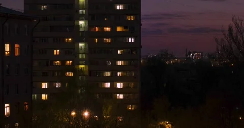 Sunset in the evening city. Timelapse Stock Footage 239845341