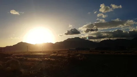 Sunset at a evening on a desert on route 6, near Tonopah, Nevada, United st.. Stock Footage 72421339
