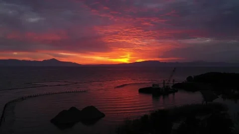 Sunset evening lake Video stock 274415383