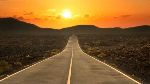 Sunset evening mountain road Stock-Footage 274035092