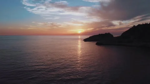 Sunset evening ocean rock Video stock 274414516