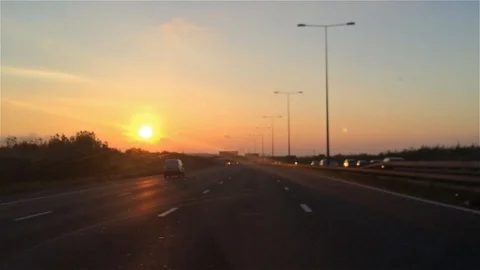 Sunset Evening Roadtrip Stock Footage 93837512