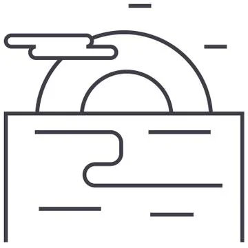 Sunset, evening sea vector line icon, sign, illustration on background, editable Stock Illustration