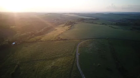 Sunset, evening, sunshine, top view. Stock Footage 114651632