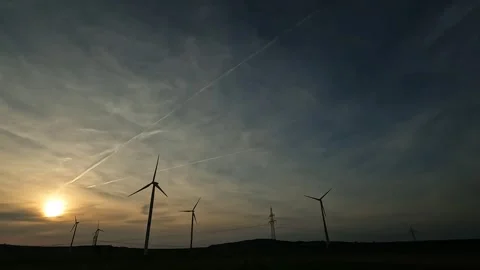 Sunset evening windmill Stock-Footage 273698319