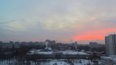 From sunset to evening in winter in city timelapse Stock Footage 79807900