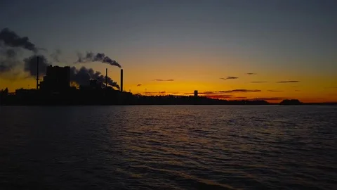 Sunset With Factory  Video stock 80220138