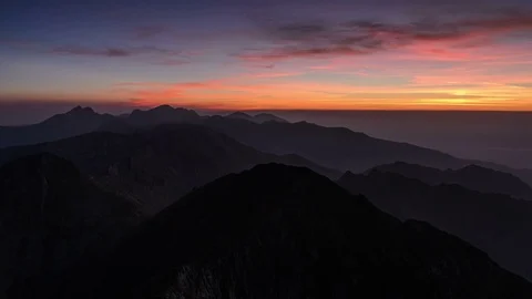 Sunset in Fagaras Mountains, Romania,. 4k Timelapse. Stock Footage