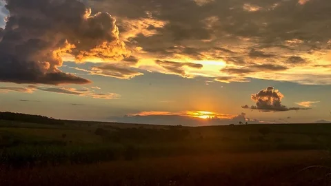 Sunset at farm field Stock Footage 122043776