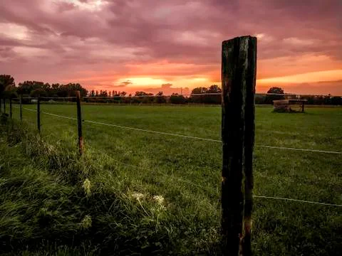 Sunset on the farm 写真素材