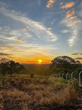Sunset on the farm Stock Photos
