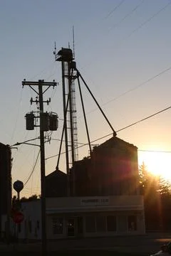 Sunset Farm Silos Stock Photos