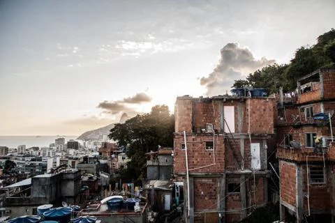Sunset on the favela Foto stock