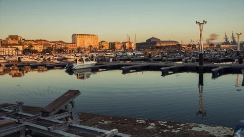 Sunset at Ferrol's harbour. Video stock 94412431