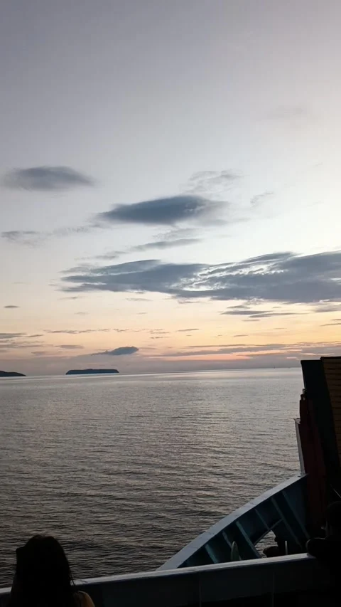 Sunset from ferry sailing view Stock Footage 280986432