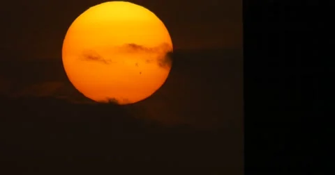 Sunset a few days after the Summer Solstice. Sunspot AR2371 06-23-2015 Stock Footage 51489709