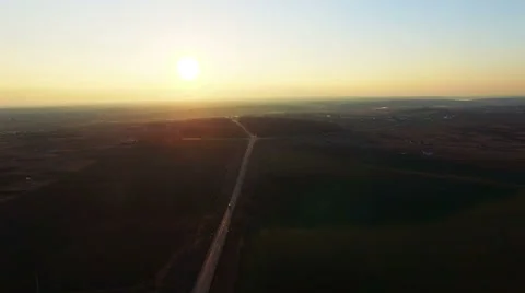 Sunset in the field. Aerial view 스톡 동영상 61719937