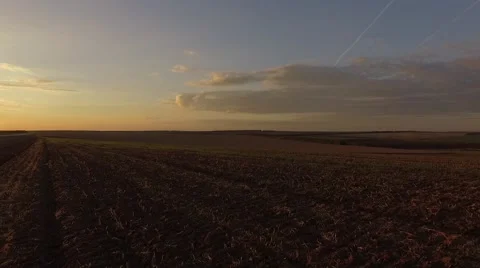 Sunset field in autumn Stock Footage 68862258
