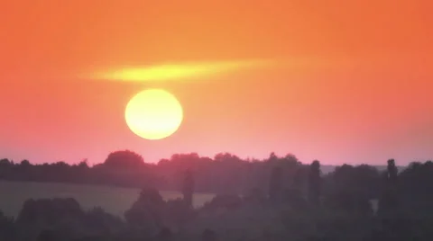Sunset in the field behind the trees. Stock Footage 66879892