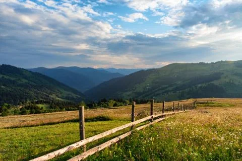 Sunset on the field in the Carpathians Stock Photos