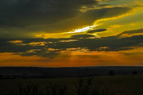 Sunset on the field 스톡 사진