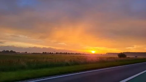 Sunset in the field Stock Photos