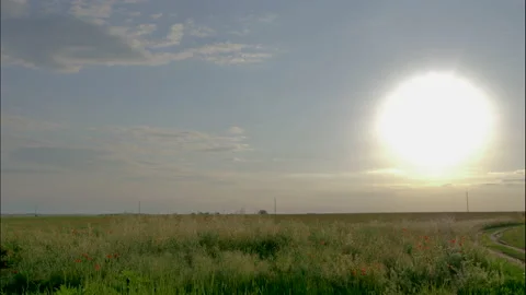 Sunset on the field. timelaps Stock Footage 132534149