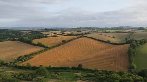 Sunset of Fields and Farms over Devon from a drone, Torquay, Torbay, Devon, UK Vidéo 314971308