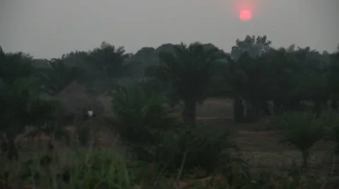 Sunset with fiery pink orb Stock Footage 21519341