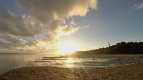Sunset in Fiji _ timelapse of the sun setting from a beach Stock Footage