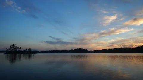 Sunset on Finish Lake Stock Footage 24210075