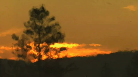 Sunset with fire heat waves Stock Footage 711312