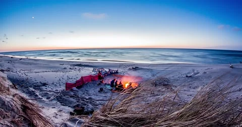Sunset Fire At The Sea Timelapse 4k Stock Footage 51168795
