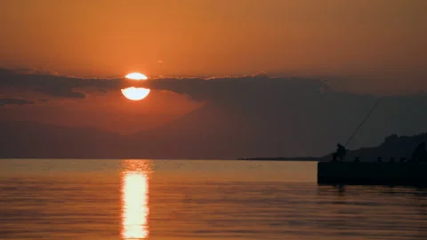 Sunset Fisherman Stock Footage 318482496