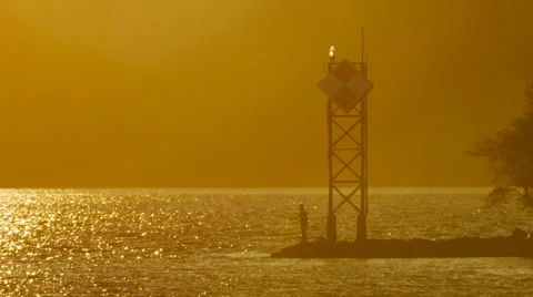 Sunset Fishing in Alaska Stock Footage 34332314