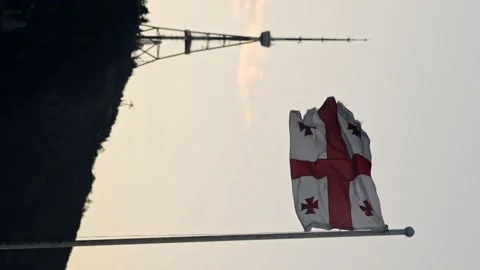Sunset flag of Georgia. Vertical video Stock Footage 238846241