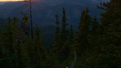 Sunset flank of snowy volcanic peak Mt. Hood Oregon Cascades 249 Stock Footage 81901823