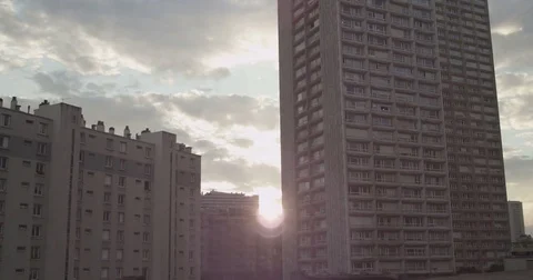Sunset - Flare with Buildings (Underground Mood) Stock Footage 80531134