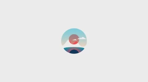 Sunset Flat Animation Concept, Logo, on White Background Stock Footage 61249236