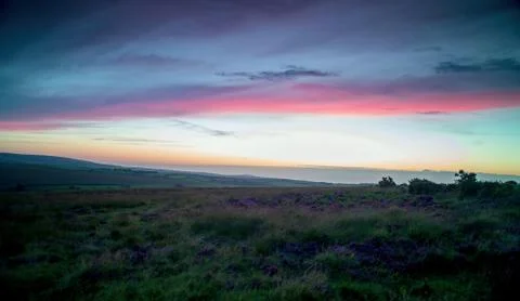 Sunset on a flat ground Stock Photos