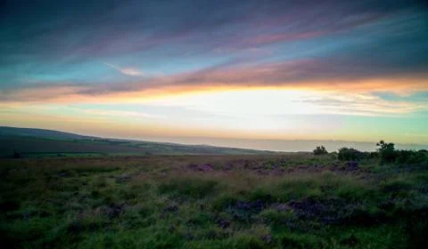 Sunset on a flat ground Stock Photos