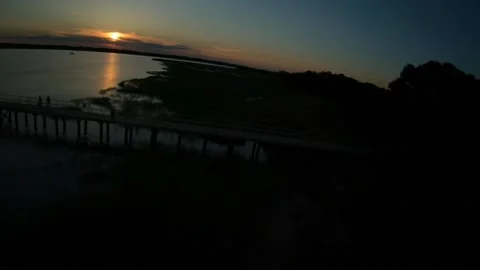 Sunset Flight - Coastal River Marsh Video stock 155077318