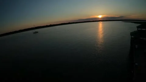 Sunset Flight - Coastal River Marsh Video stock 155077415