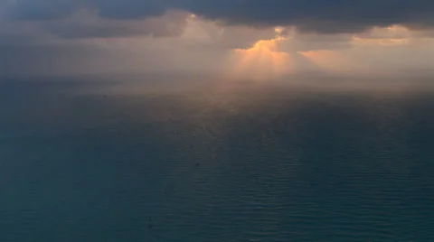 Sunset flight over Atlantic waters off the Florida coast Stock Footage 59334645