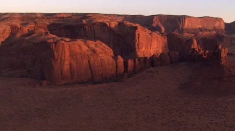 Sunset flight over Monument Valley landscape Stock Footage 59525997